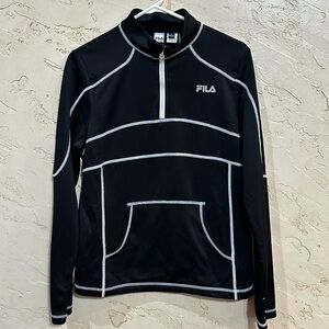 Fila Women’s Sport Black 1/4 Zip Pullover with White Stitching size Large